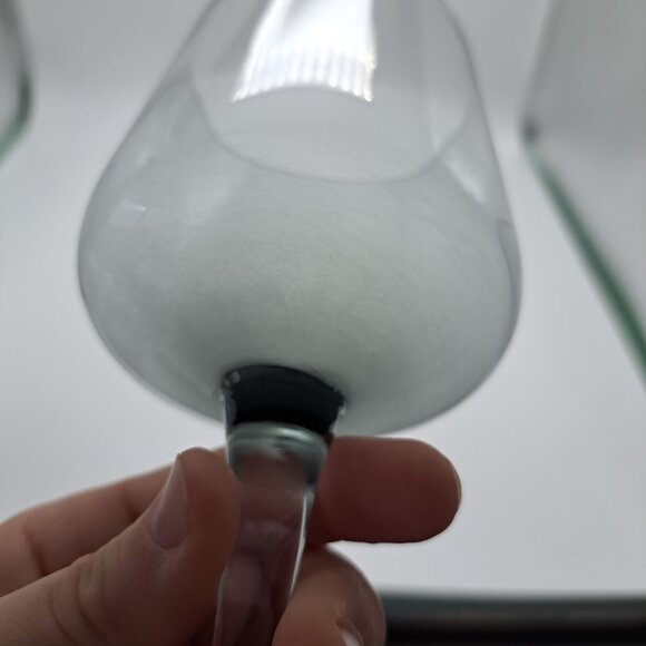 Serenity Gray Smoke Glass Wine Goblet With Clear Stemware - Picture 5 of 11